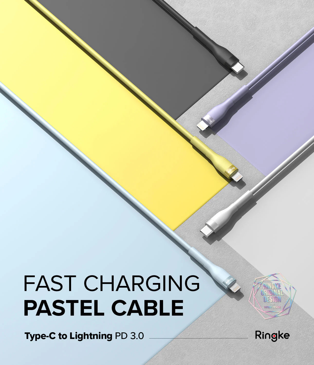 Fast Charging Pastel Cable | C Type-Lightning | 2m