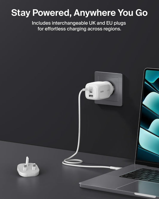 Belkin 3-Port GaN Wall Charger 100W + Travel Adapter Kit