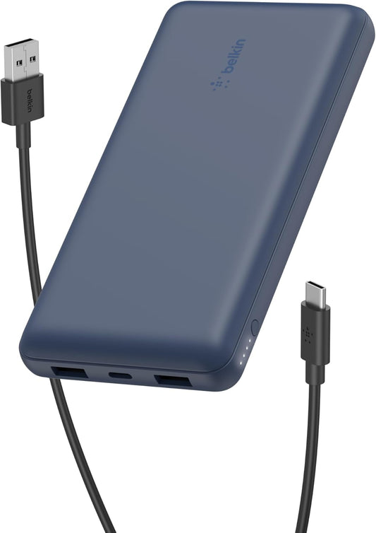 Belkin BoostCharge 3-Port Power Bank 10K (Blue)