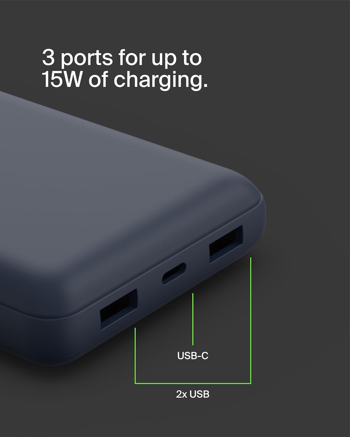 Belkin BoostCharge 3-Port Power Bank 10K (Blue)