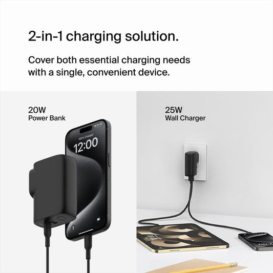 Belkin Hybrid Wall Charger 25W + Power Bank 5K