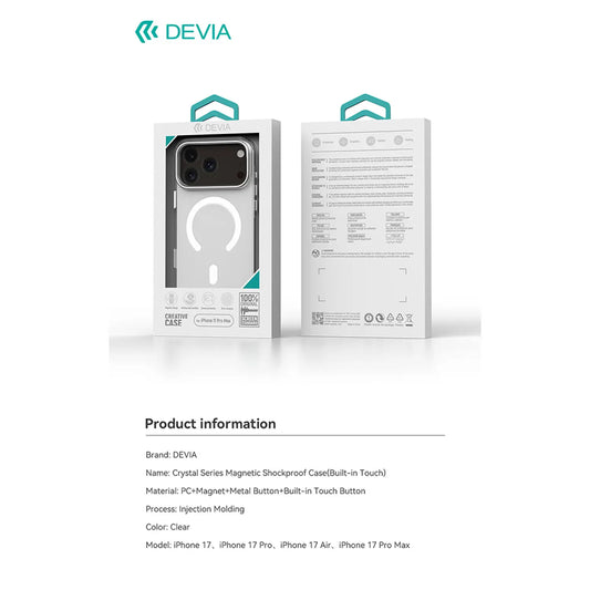 Devia Crystal Series Magnetic Shockproof Case with Built-in Touch | iPhone 17 Series