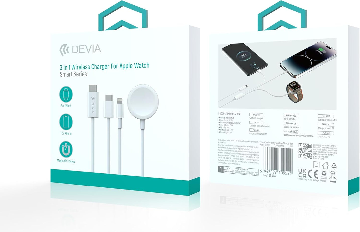 Devia Smart Series 3-in-1 Wireless Charger for Apple Watch