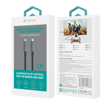 Devia Extreme Speed USB4.0 Cable – 240W PD, 40Gbps, 8K@60Hz
