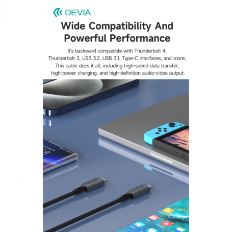 Devia Extreme Speed USB4.0 Cable – 240W PD, 40Gbps, 8K@60Hz