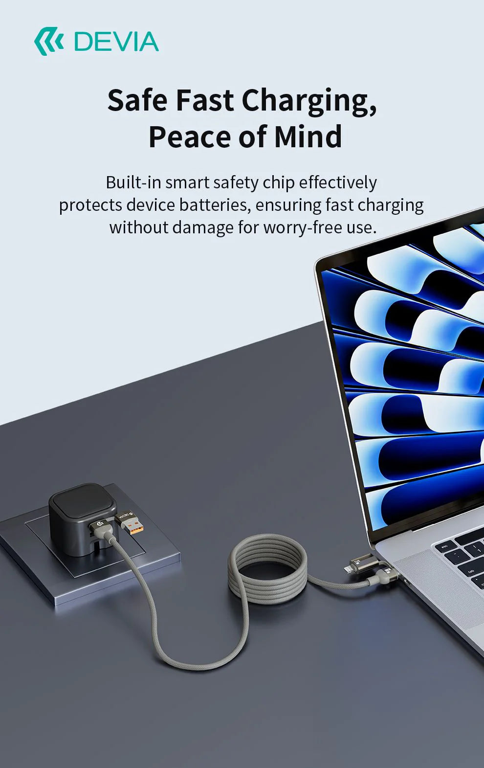 Devia Ultra 2 4-in-1 Woven Magnetic Fast Charging Cable (1.2m) – Natural Titanium