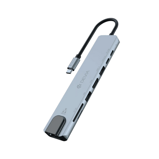 Devia Pro1 8-in-1 USB-C Hub with HDMI, Ethernet & Multi-Port Expansion