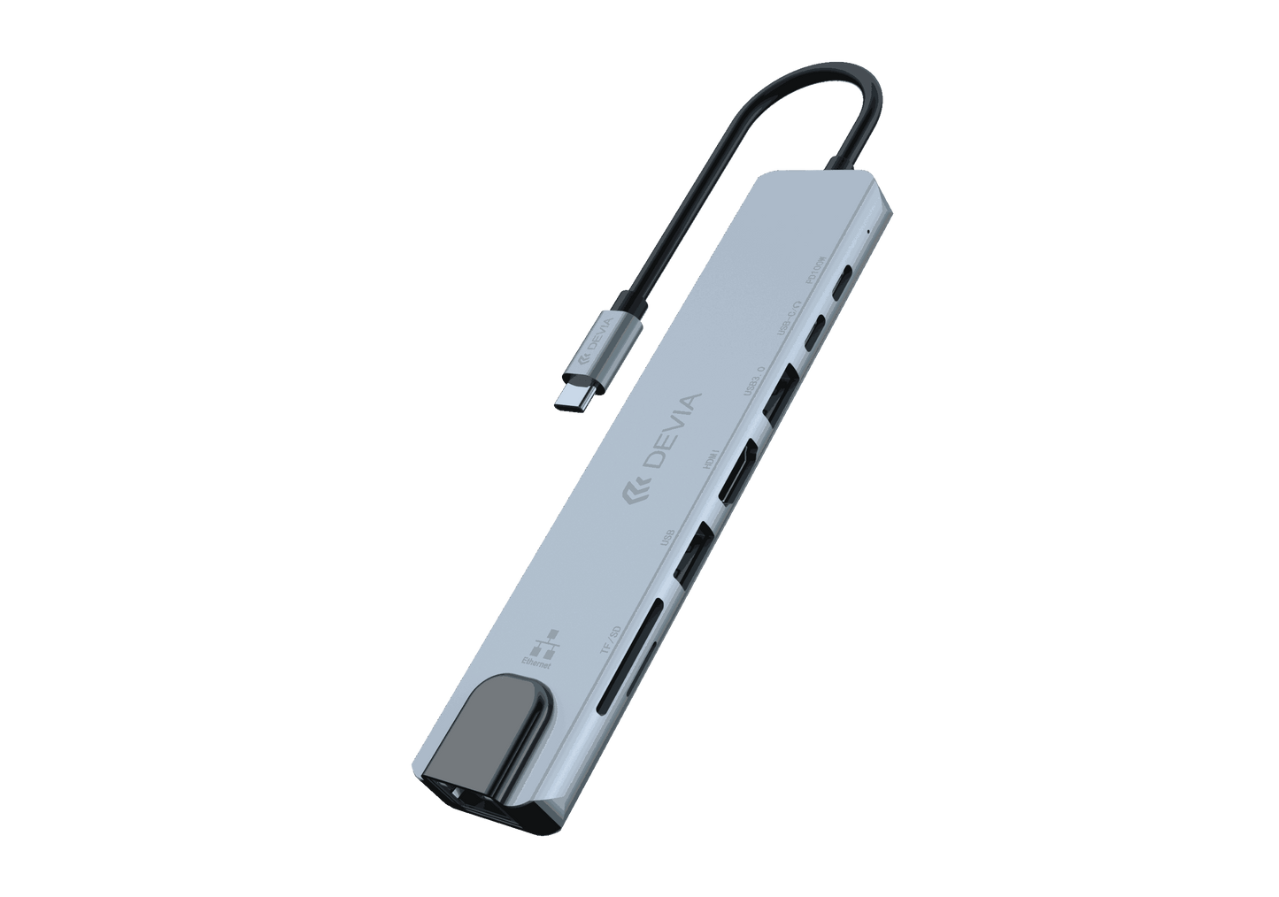 Devia Pro1 8-in-1 USB-C Hub with HDMI, Ethernet & Multi-Port Expansion